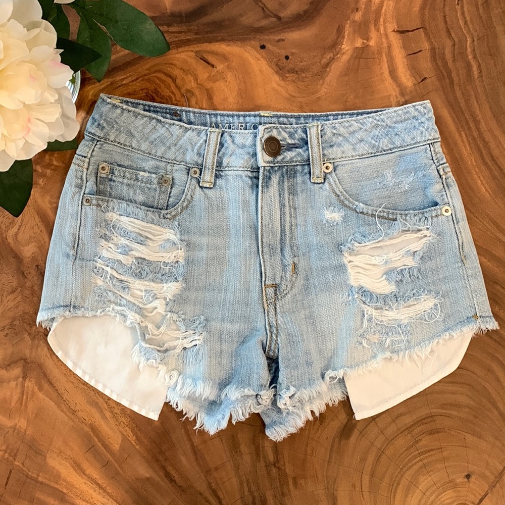 American Eagle hi-rise festival distressed shorts